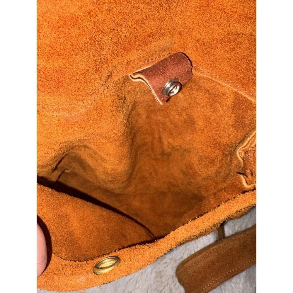 Vintage Suede Purse With Hand Tooled Decor - Picture 6 of 7